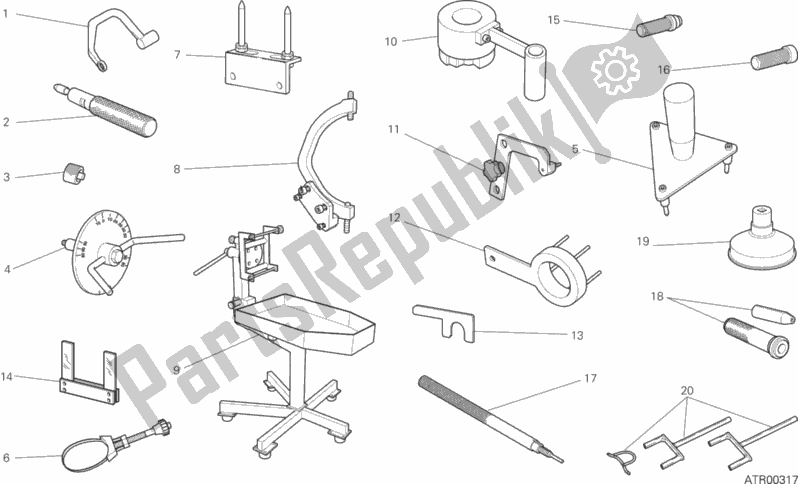 All parts for the 001 - Workshop Service Tools, Engine of the Ducati Monster 1200 USA 2016